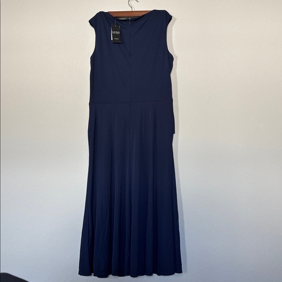 Lauren Ralph Lauren navy blue twist-front jersey midi dress. NWT Size 14 - Picture 6 of 9